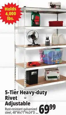 Ocean State Job Lot Method Storage Systems 5-Tier Heavy-Duty Rivet Shelving Unit 48 x 71 offer