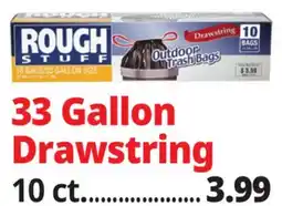 Ocean State Job Lot Rough Stuff 33 Gal Outdoor Trash Bags with Drawstring 10 Count offer