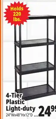 Ocean State Job Lot Maxit 4-Tier Plastic Shelving Unit 48 offer