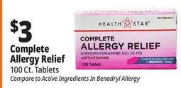 Ocean State Job Lot Health Star 25 mg Complete Allergy Relief 100 Tablets offer