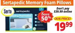 Ocean State Job Lot Sertapedic Cooling Pillow offer