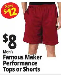 Ocean State Job Lot Men's Famous Maker Performance Tops or Shorts offer