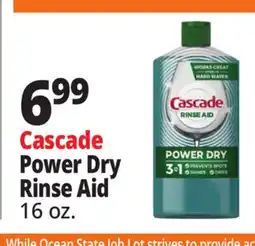 Ocean State Job Lot Cascade Rinse Aid 16 oz offer