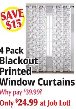 Ocean State Job Lot 4 Pack Blackout Printed Window Curtains offer