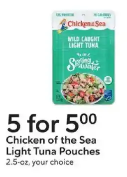 Publix Chicken of the Sea Light Tuna Pouches offer