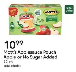Publix Mott's Applesauce Pouch Apple or No Sugar Added offer