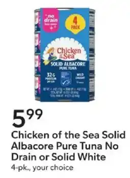 Publix Chicken of the Sea Solid Albacore Pure Tuna No Drain or Solid White offer