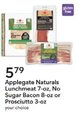 Publix Applegate Naturals Lunchmeat, No Sugar Bacon or Prosciutto offer