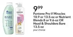 Publix Pantene Pro-V Miracles or Nutrient Blends 8 or 9.6-oz OR Head & Shoulders Bare offer