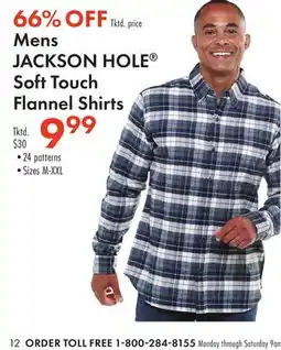 Boscov's Mens JACKSON HOLE Soft Touch Flannel Shirts offer
