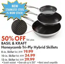 Boscov's BASIL & KRAFT Honeycomb Tri-Ply Hybrid Skillets offer