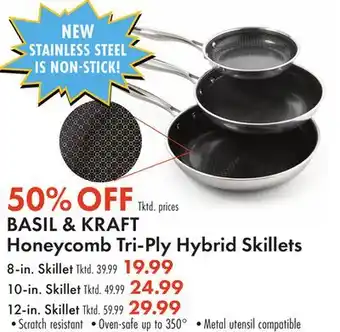 Boscov's BASIL & KRAFT Honeycomb Tri-Ply Hybrid Skillets offer
