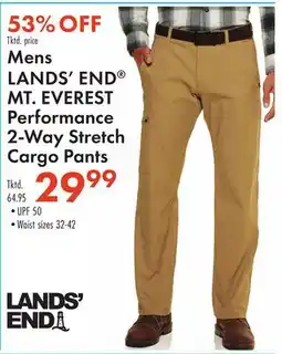 Boscov's Mens LANDS' END MT. EVEREST Performance 2-Way Stretch Cargo Pants offer