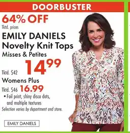 Boscov's EMILY DANIELS Novelty Knit Tops offer