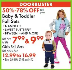 Boscov's Baby & Toddler Fall Sets offer