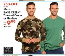 Boscov's Mens BASS CREEK Thermal Crews or Henleys offer