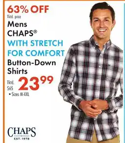 Boscov's Mens CHAPS WITH STRETCH FOR COMFORT Button-Down Shirts offer
