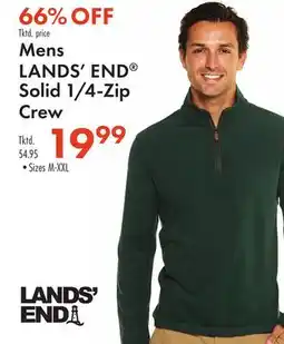 Boscov's Mens LANDS' END Solid 1/4-Zip Crew offer