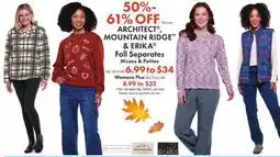 Boscov's ARCHITECT , MOUNTAIN RIDGE & ERIKA Fall Separates offer