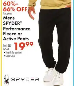 Boscov's Mens SPYDER Performance Fleece or Active Pants offer