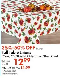 Boscov's Fall Table Linens offer
