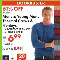 Boscov's Mens & Young Mens Thermal Crews & Henleys offer