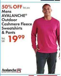 Boscov's Mens AVALANCHE Outdoor Cashmere Fleece Sweatshirts & Pants offer
