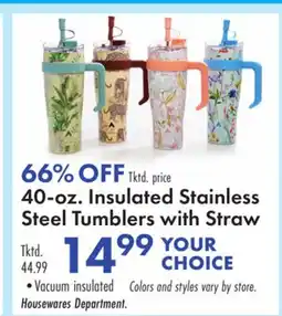 Boscov's 40-oz. Insulated Stainless Steel Tumblers with Straw offer