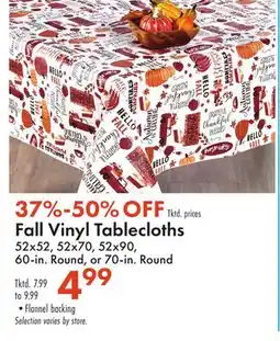 Boscov's Fall Vinyl Tablecloths offer
