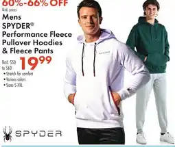 Boscov's Mens SPYDER Performance Fleece Pullover Hoodies & Fleece Pants offer