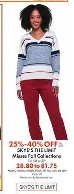 Boscov's SKYE'S THE LIMIT Misses Fall Collections offer