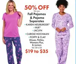 Boscov's Fall Pajamas & Pajama Separates offer