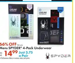 Boscov's Mens SPYDER 4-Pack Underwear offer