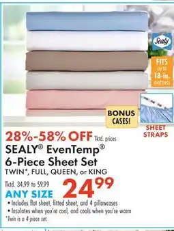 Boscov's SEALY EvenTemp 6-Piece Sheet Set offer