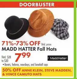 Boscov's MADD HATTER Fall Hats offer