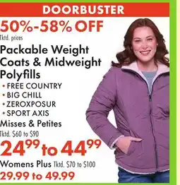 Boscov's Packable Weight Coats & Midweight Polyfills offer