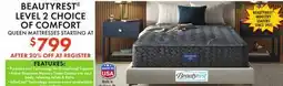 Boscov's BEAUTYREST LEVEL 2 CHOICE OF COMFORT QUEEN MATTRESSES offer