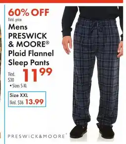 Boscov's Mens PRESWICK & MOORE Plaid Flannel Sleep Pants offer