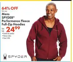 Boscov's Mens SPYDER Performance Fleece Full-Zip Hoodies offer