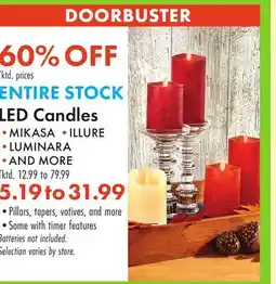 Boscov's ENTIRE STOCK LED Candles offer