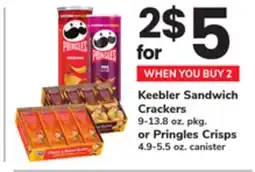 ACME Keebler Sandwich Crackers 9-13.8 oz. pkg. or Pringles Crisps 4.9-5.5 oz. canister offer