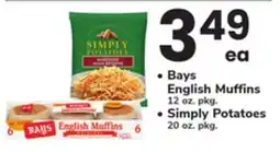 ACME Bays English Muffins 12 oz. pkg. Simply Potatoes 20 oz. pkg offer