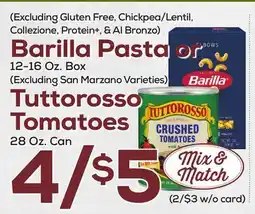 DeCicco & Sons Barilla Pasta or 12-16 oz, box, Tuttorosso Tomatoes 28 oz, can offer