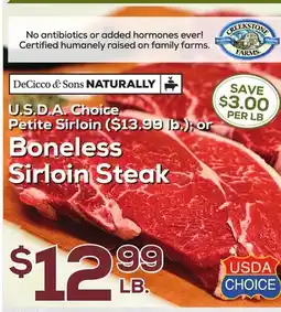 DeCicco & Sons Boneless Sirloin Steak offer