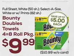 DeCicco & Sons Bounty Doubles Towels 4=8 Roll Pkg offer