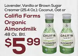 DeCicco & Sons Califia Farms Organic Almondmilk 48 Oz. Btl offer