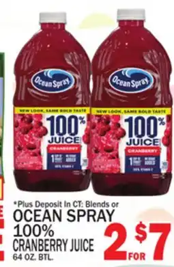 C Town OCEAN SPRAY 100% CRANBERRY JUICE offer