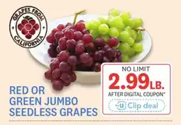 Kings Food Markets RED OR GREEN JUMBO SEEDLESS GRAPES offer
