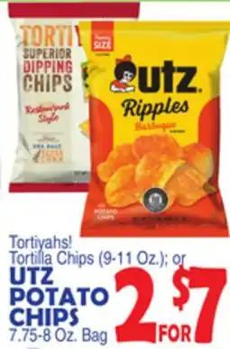 Bravo Supermarkets UTZ POTATO CHIPS 7.75-8 Oz. Bag offer