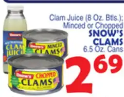 Bravo Supermarkets SNOW'S CLAMS, 6.5 Oz. Cans offer
